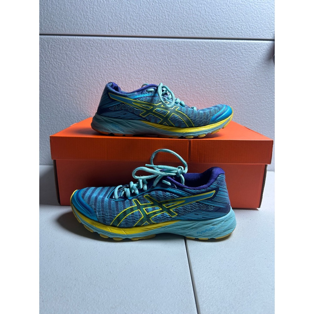 ASICS DynaFlyte Blue Yellow Purple Womens 7.5 #2963